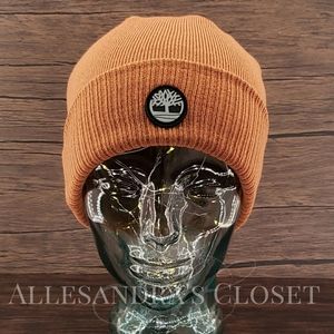 Timberland Hat Beanie Wheat Ribbed Cuff Rubber Logo Patch Outdoor Fall Autumn
